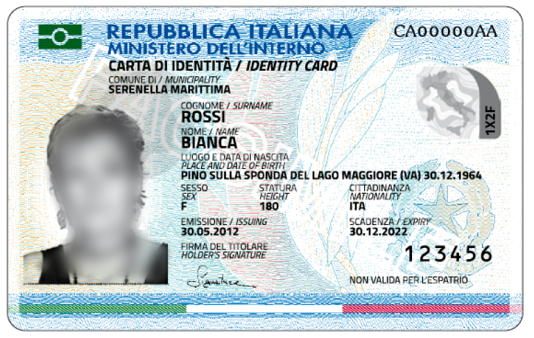 Carta di identità di Rossi Bianca